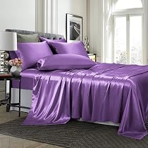 Amazon.com: TREELY Satin Bed Sheets 6 Piece,Hotel Luxury Silky ...