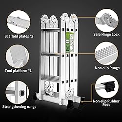 RIKADE 12.5FT Folding Ladder, 7-in-1 Multi Purpose