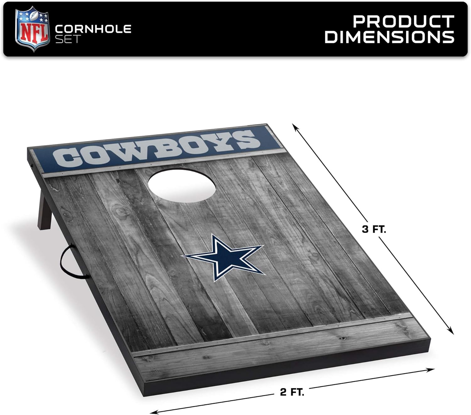 Wild Sports 2'x3' MDF Wood NFL Dallas Cowboys Cornhole Set - Grey Wood Design : Sports & Outdoors
