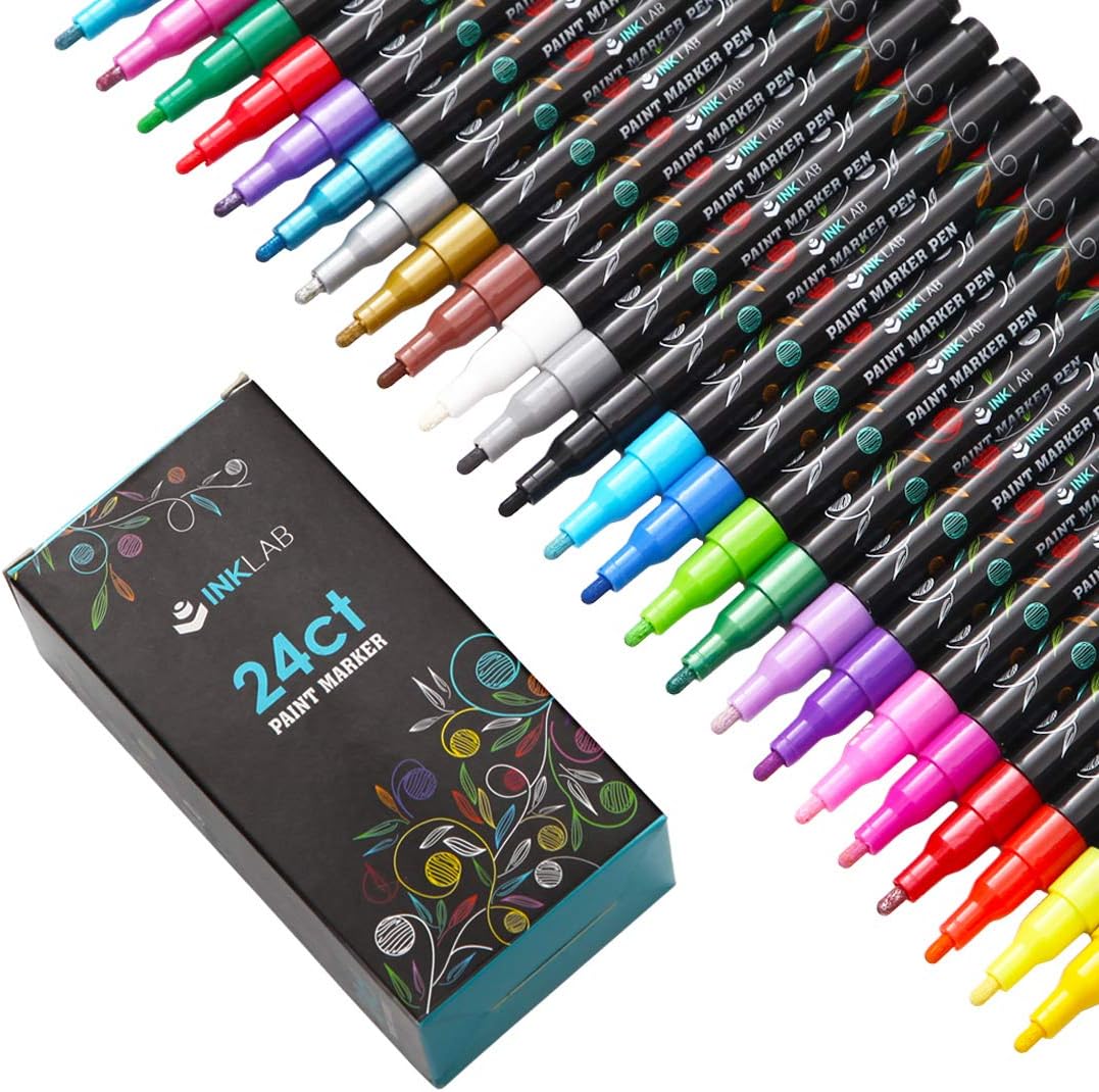 Art Supplies 24 Colors Acrylic Paint Pens Extra Fine Point Markers