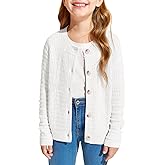 Haloumoning Girls Button Down Cardigan Jackets Kids Long Sleeve Cable Knit Sweaters 5-14 Years
