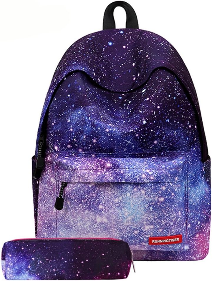 School Bags And Pencil Case Sets Canvas Star Students Backpack for Women Girls