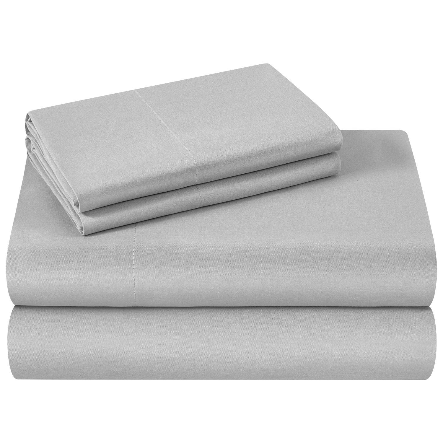 HOMEIDEAS Full Size Bed Sheets - 6 Piece Set (Light Grey) - Extra Soft Brushed Microfiber 1800 Bedding Sheets, Deep Pocket, Wrinkle & Fade Free