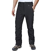 Outdoor Ventures Men's Lite Waterproof Windproof Fleece Lined Warm Hiking Ski Snow Pants Expandable-Waist