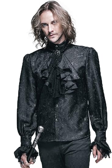 Amazon デビルファッションメンズビクトリアンレトロロングスリーブ