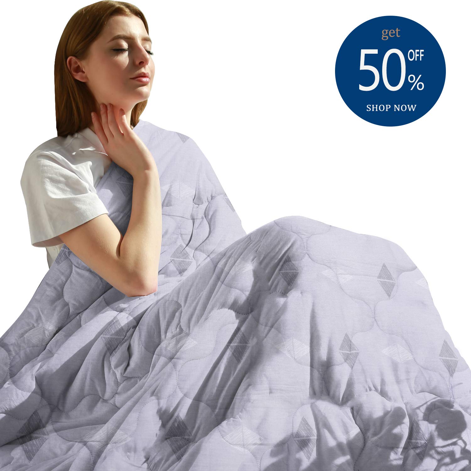 Maxijin Weighted Blanket 15 Lbs For Adult 100 Breathable Cotton Pattern Printed Heavy Blankets Twin Size 48x72 15lbs Printed Gray