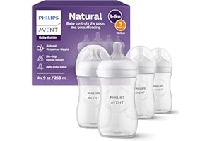 Philips Avent Biberón Natural Response con válvula anticólicos│9oz/260 ml│Flujo 3 Medio│4 piezas│SCY903/04