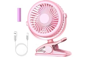 Cambond Baby Stroller Fan Clip - On Battery Operated Baby Fan With 3 Adjustable Speed For Baby Carseat Travel Camping, Pink