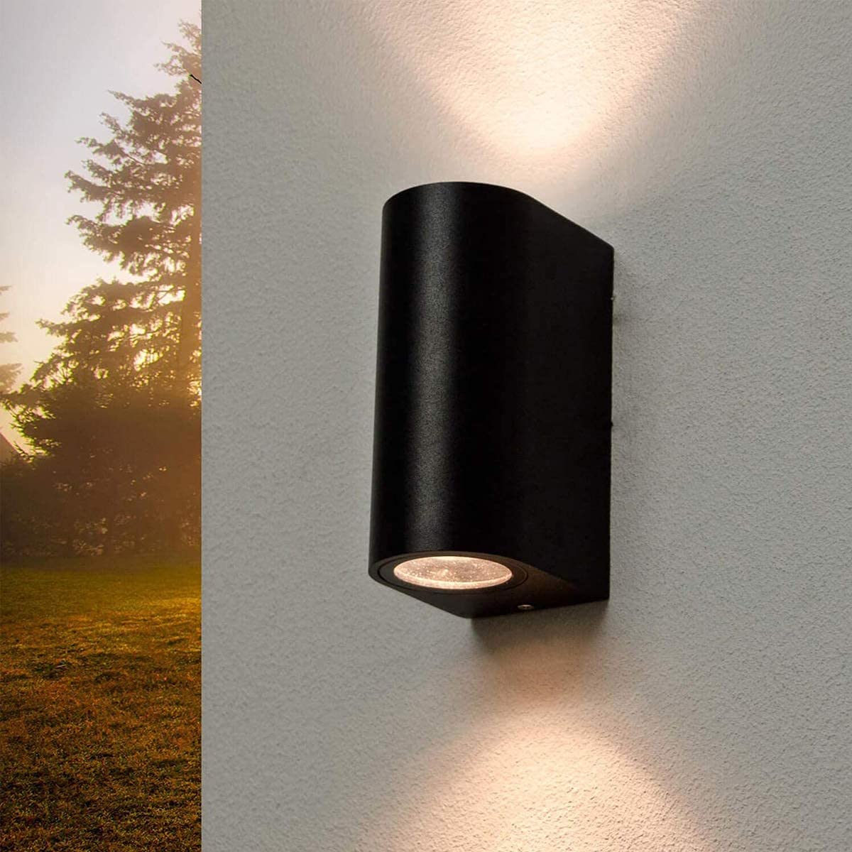 CGC Lighting Outdoor Outside Wall Light Matt Black Aluminium Mains Power, GU10 LED