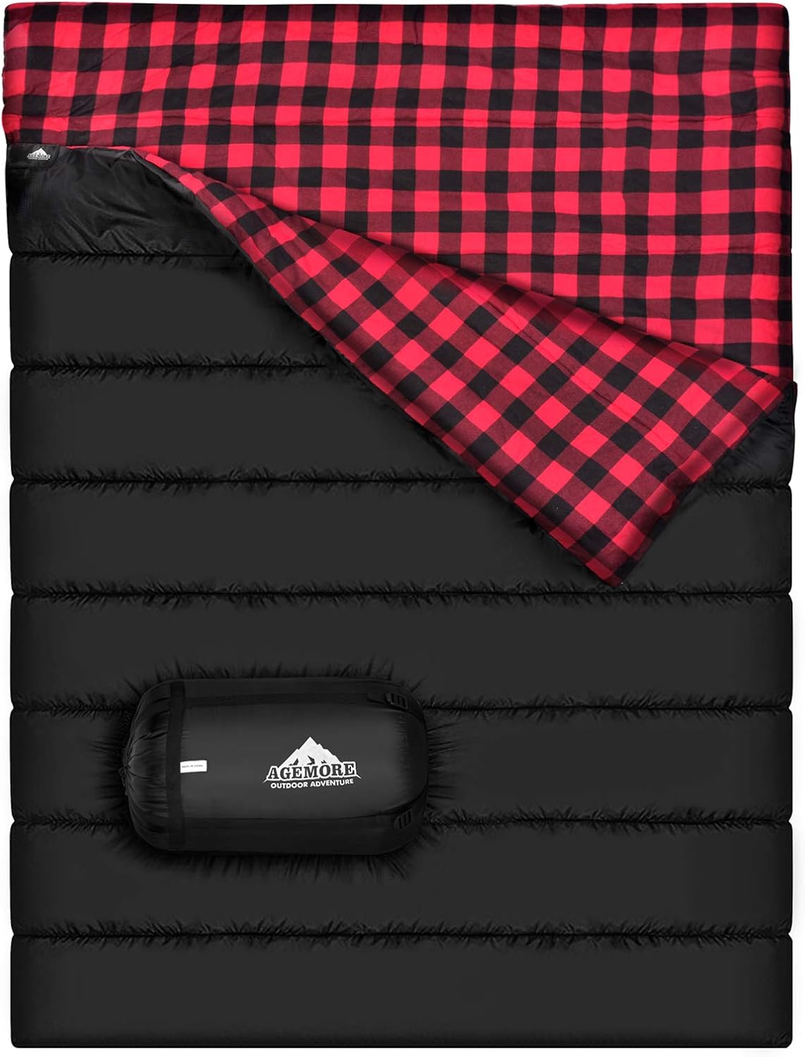 Cotton Flannel Double Sleeping Bag for Camping, Backpacking, Or Hiking