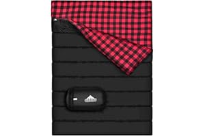 AGEMORE Cotton Flannel Double Sleeping Bag for Camping, Backpacking Or Hiking. Queen Size 2 Person Waterproof Sleeping Bag fo