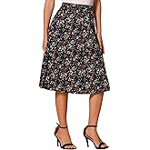 Allegra K Women's Floral Skirt A-Line Midi Skirt Chiffon Elegant 2025 Fall Skirts with Pockets