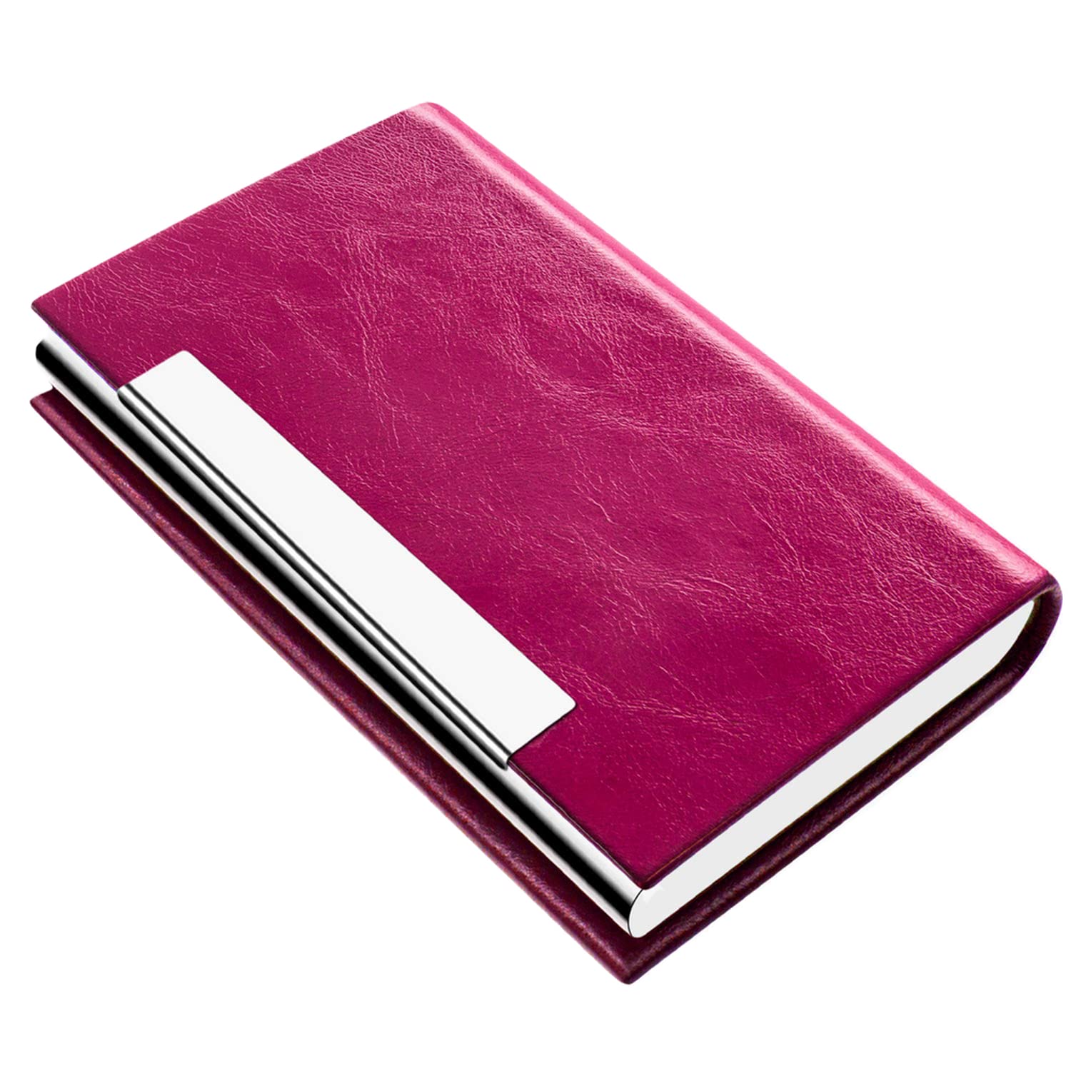 padike Business Card Holder, Business Card Holders, Business Card Case, Business Card Holders Wallet Credit Card ID Case/Holder for Men & Women (V-Rose red)