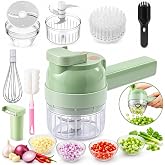 4 in 1 Handheld Electric Vegetable Cutter, 2026 New Wireless Multi Blade Vegetable Chopper Electric, Multi-function Food Processor with Brush &amp; Egg Beater for Chopping, Slicing and Whipping (Green)