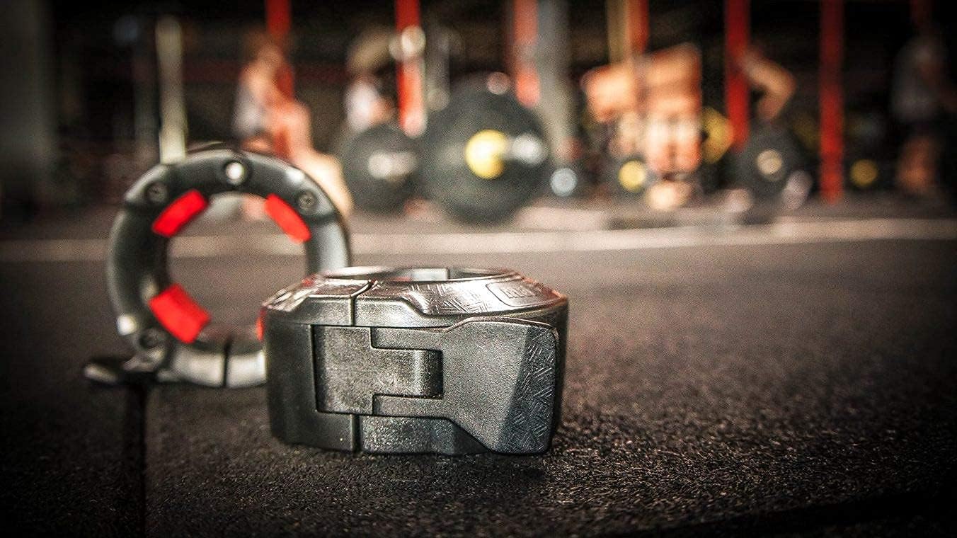 GorillaJaw Olympic Barbell Clamps 2 inch Quick Release Pair of Locking 2" Pro Olympic Weight Bar Plates Nylon Locks Collar Clips for Workout Weightlifting Fitness Exercise Barbell Clamp Black/Red : Sports & Outdoors