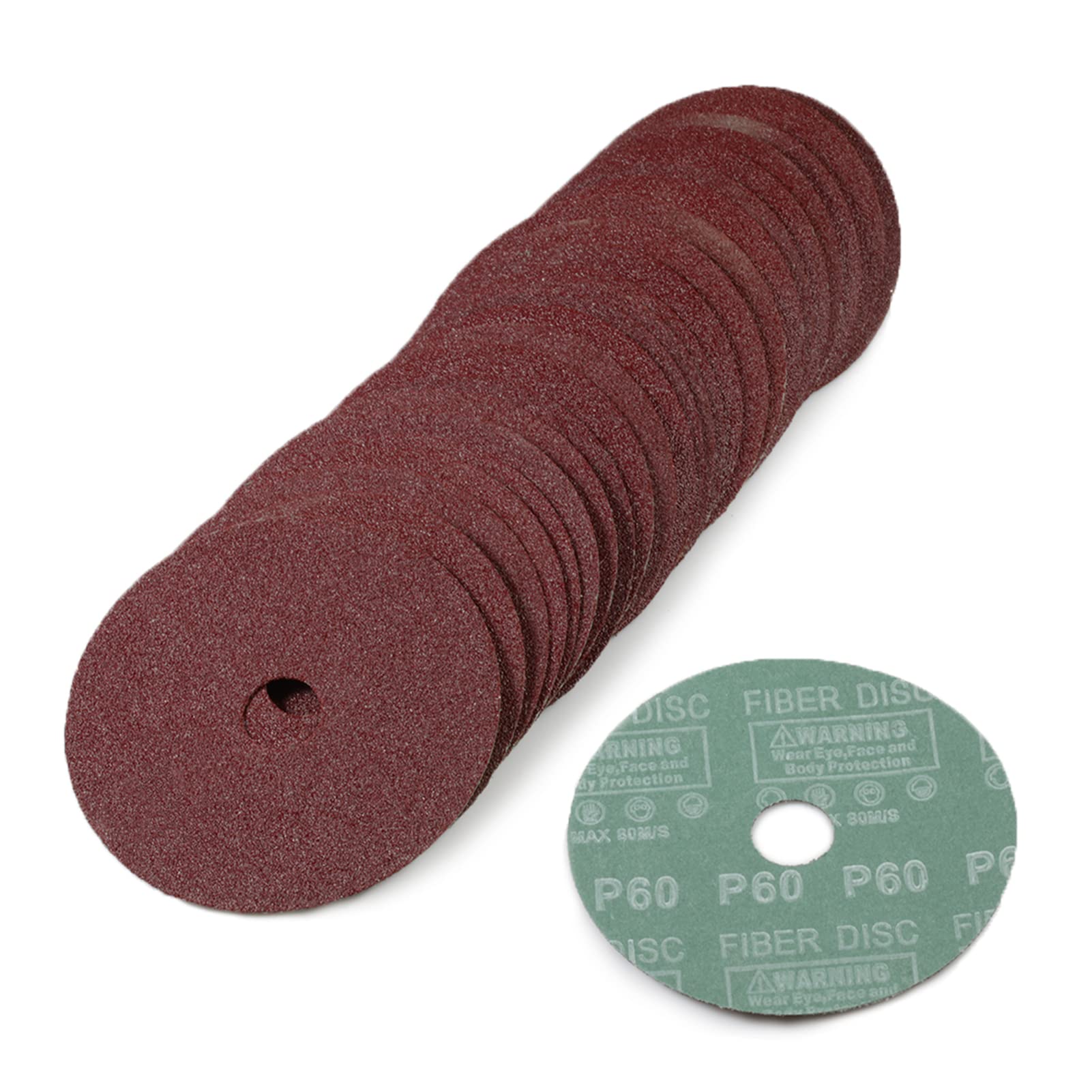 SPEEDWOX 25pcs 60 Grit Aluminum Oxide Resin Fiber Sanding and Grinding Discs, 5-Inch x 7/8-Inch Center Hole Abrasive Disc for Angle Grinders