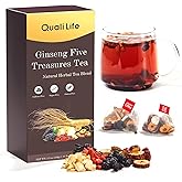 Ginseng Five Treasures Herbal Tea Bags, Traditional Chinese Herbal Blend with 7 Ingredients, Natural Tea for Women & Men
