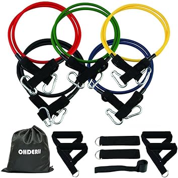 Ohderii Resistance Bands Set Workout Bands Exercise Bands With Door Anchor 4 Foam Handles Ankle Straps Stackable Up To 100lbs For Resistance