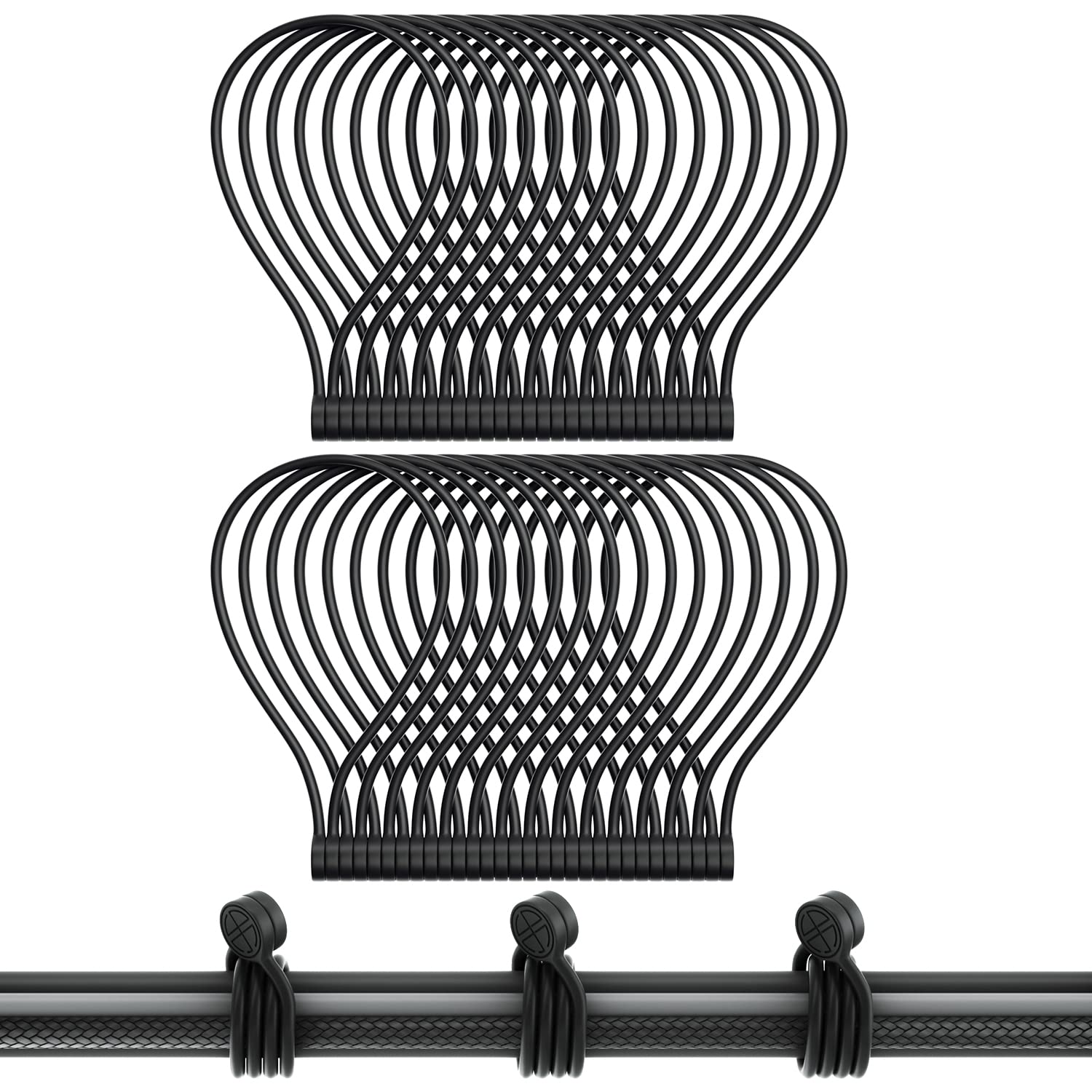 Silicone Magnetic Cable Ties, Reusable Magnetic Twist Ties with Strong Magnet Cable Straps for Bundling and Organizing, Home, Office, School (Black-32 Packs)