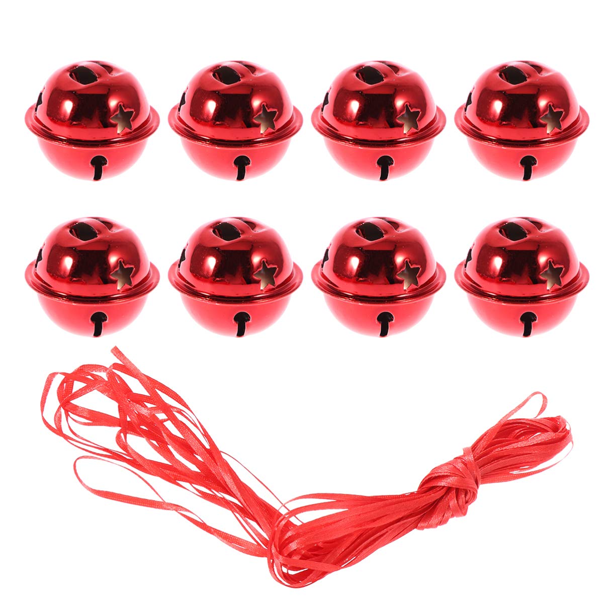 Amosfun 21pcs Christmas Bells Ornaments Mini Jingle Bell Xmas Tree Hanging Decorations with Ribbon Holiday Party DIY Craft Red 3cm