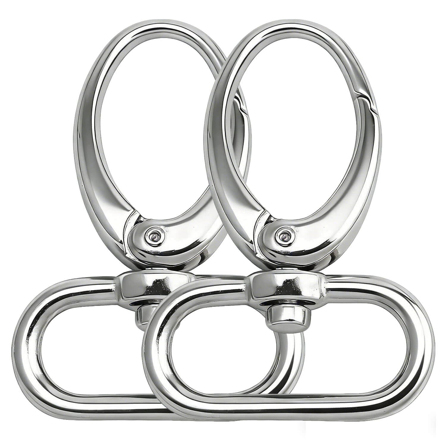 Wuuycoky Silvery 1.5" Inner Diameter Oval Ring Big Head Buckle Lobster Clasps Swivel Snap Hooks Pack of 6