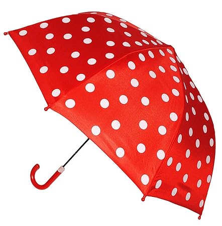 alles-meine.de GmbH Kinderschirm / Regenschirm - Punkte rot & weiß - Ø 74 cm - Schirm für Kinder Stockschirm mit Griff - für 