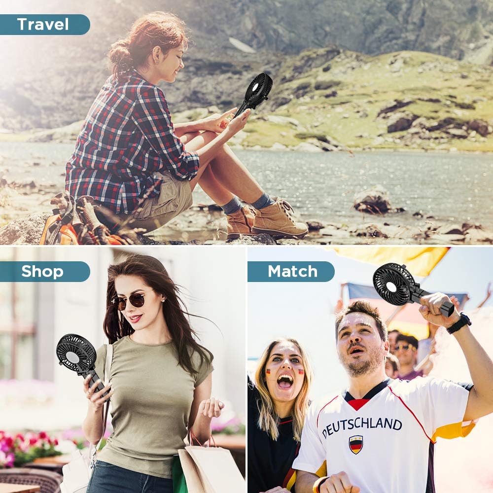 Mini Handheld Fan, EasyAcc Personal Cooling Fan with 2600mAh USB Rechargeable Battery 3-15 Working Hours Battery Fan Folding USB Desk Fan Small Portable Table Fan for Travel Office Room Household: Computers & Accessories