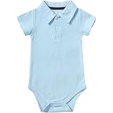 ROMPERINBOX Newborn Baby Boy Collared Onsies Polo Shirt Bodysuit Pique Solid Color Mesh Bubble Short Sleeve Romper Clothes