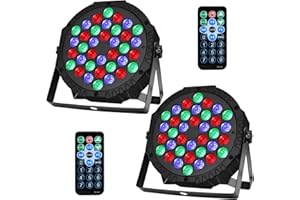 MIUCOGUIER Party Lights - 2 Pack Stage Lights 36 LED Par Light DMX Sound Activated DJ Party Lights Disco Rave Lights DJ Uplights for Events, Bar, Festival, Graduation, Birthday, Mask Dances, Club, Xmas