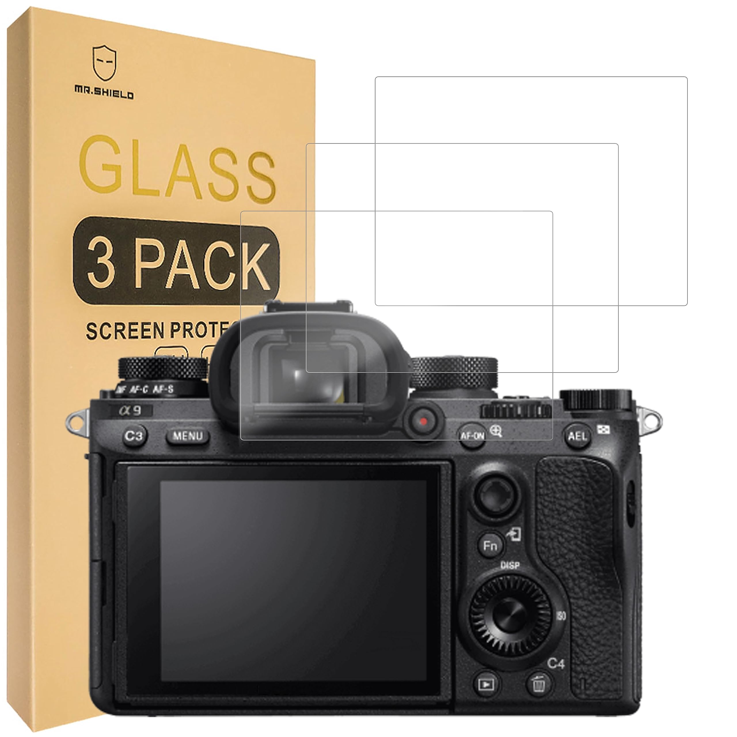 Mr.Shield Screen Protector For Sony Alpha a7RIII a7RIV A7R3 A9 A7RII A7SII A7III RX100 Camera [NOT fit For A7IV Camera] [Tempered Glass] [9H Hardness] [3-Pack] Screen Protector