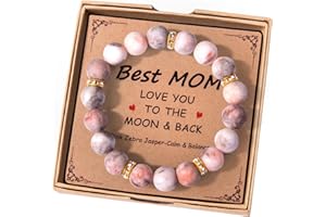 AKTEAM Mothers Day Gifts for Mom, Healing Bracelet For Women, Anxiety Crystal Chakra Beaded Bracelets, Rose Quartz Crystals, Healing Stones Yoga Bead Bracelet Calming Stretch Stress Relief
