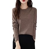 Chanyarn Women's 100% Merino Wool Base Layer Shirt Tops Crewneck Long Sleeve Travel Hiking Tee T Shirt Pullover Sweater