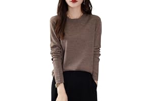 Chanyarn Women's 100% Merino Wool Base Layer Shirt Tops Crewneck Long Sleeve Travel Hiking Tee T Shirt Pullover Sweater