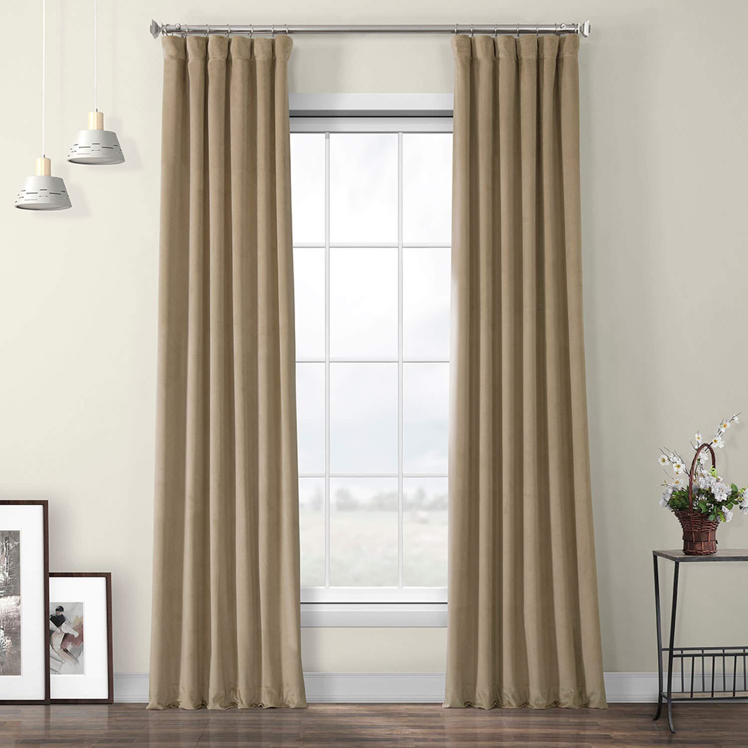 HPD Half Price Drapes VPYC Heritage Plush Velvet Curtain (1 Panel), 50 X 84, Museum Taupe