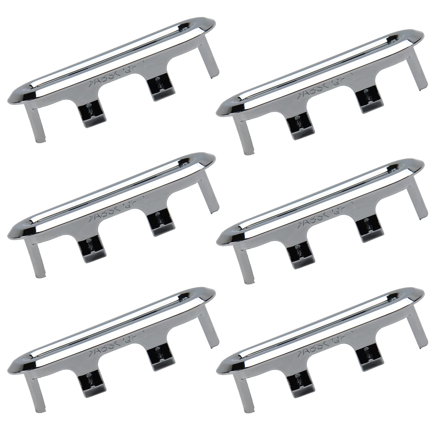 MroMax Sink Overflow Covers Bathroom Kitchen Basin Trim Oval Ring Caps Insert Spares Silver Tone 6 Pcs