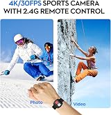 Yolansin 4K 30FPS Action Camera w/ 64GB SD Card, 20MP Underwater Sport Cam, 40M view 5