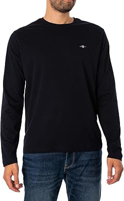 Camiseta para Hombre REG Shield LS, Color Negro, estándar, Negro, M