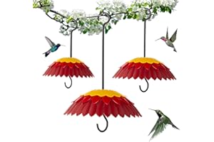 3 Pcs Hummingbird Feeder Umbrellas with Ant Moat, Skaithee 8" Baffles for Bird Feeder with Ant Guard & Shepherd Hooks, Bright Colors Attract More Birds & Anti Sun/Rain/Snow/Ants (3 Pcs 8 inches 20cm)