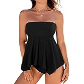 Jolefille Strapless Tankini Swimsuits for Women 2 Piece Tummy Control High Waisted Bathing Suits Flowy Modest Swim Suit 2026