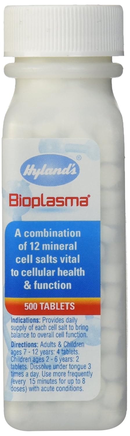 Bioplasma Cell Salts Tablets by Hyland's, Natural Homeopathic Combination of Cell Salts Vital to Cellular Function, Balance Electrolytes, 500 Count: Beauty