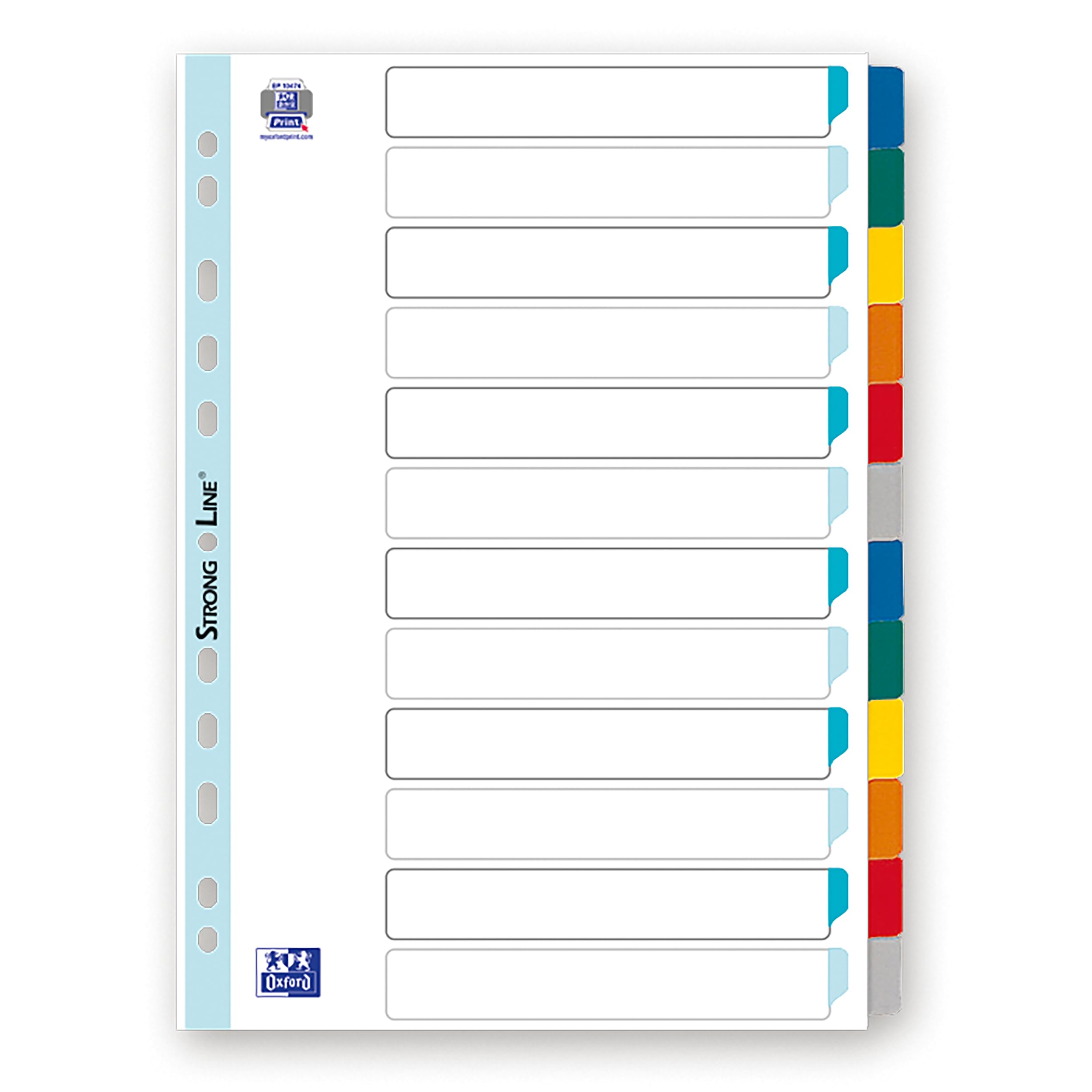 OXFORD 20 Packs of Neutral Dividers A4 12 Positions Card Thickness 170 g White
