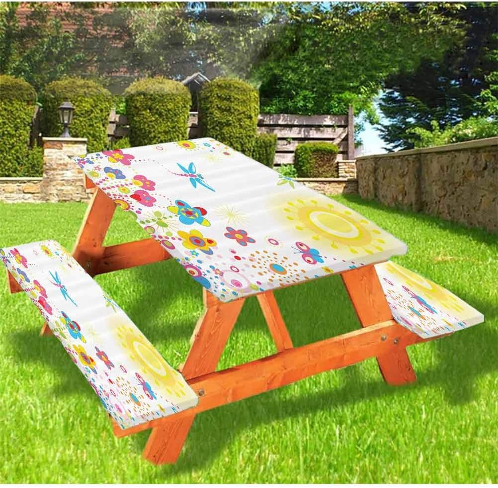72 Inch Polyeste Deluxe Picnic Table Covers,Summer Themed