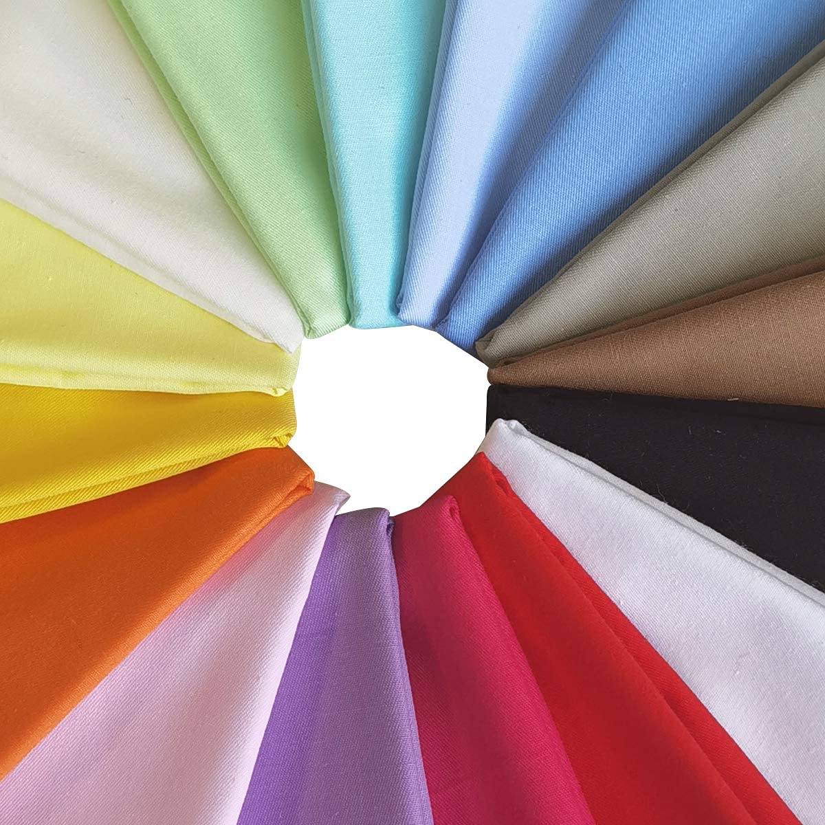 16pcs 18 x 22 inches Cotton Fabric Premium Solid Precut Fabric Pure Quilting Fat Quarter Bundles Patchwork for Sewing DIY Craft