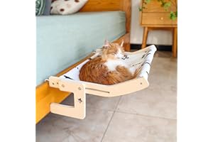 MAGOLEO Cat Window Perch, Cat Window Bed&Seat for Large Indoor Cats Inside, Easy to Adjust&Assemble Cat Bedside Hammock for Windowsill, Bedside and Drawer (Cow, Large)
