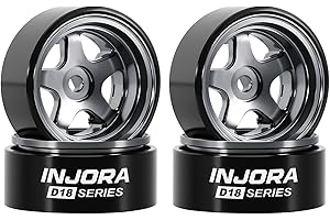 INJORA 0.7" D18 Aluminum 5-Spoke Beadlock Wheels for 1/30 Axial SCX30, W7002(Titanium)