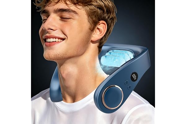 Sizet Neck Fan with Cooling Plate-USB 5500mAh Battery,24H Cooling,5 Speeds&3 Cooler Modes LED Display,Wearable Mini Portable