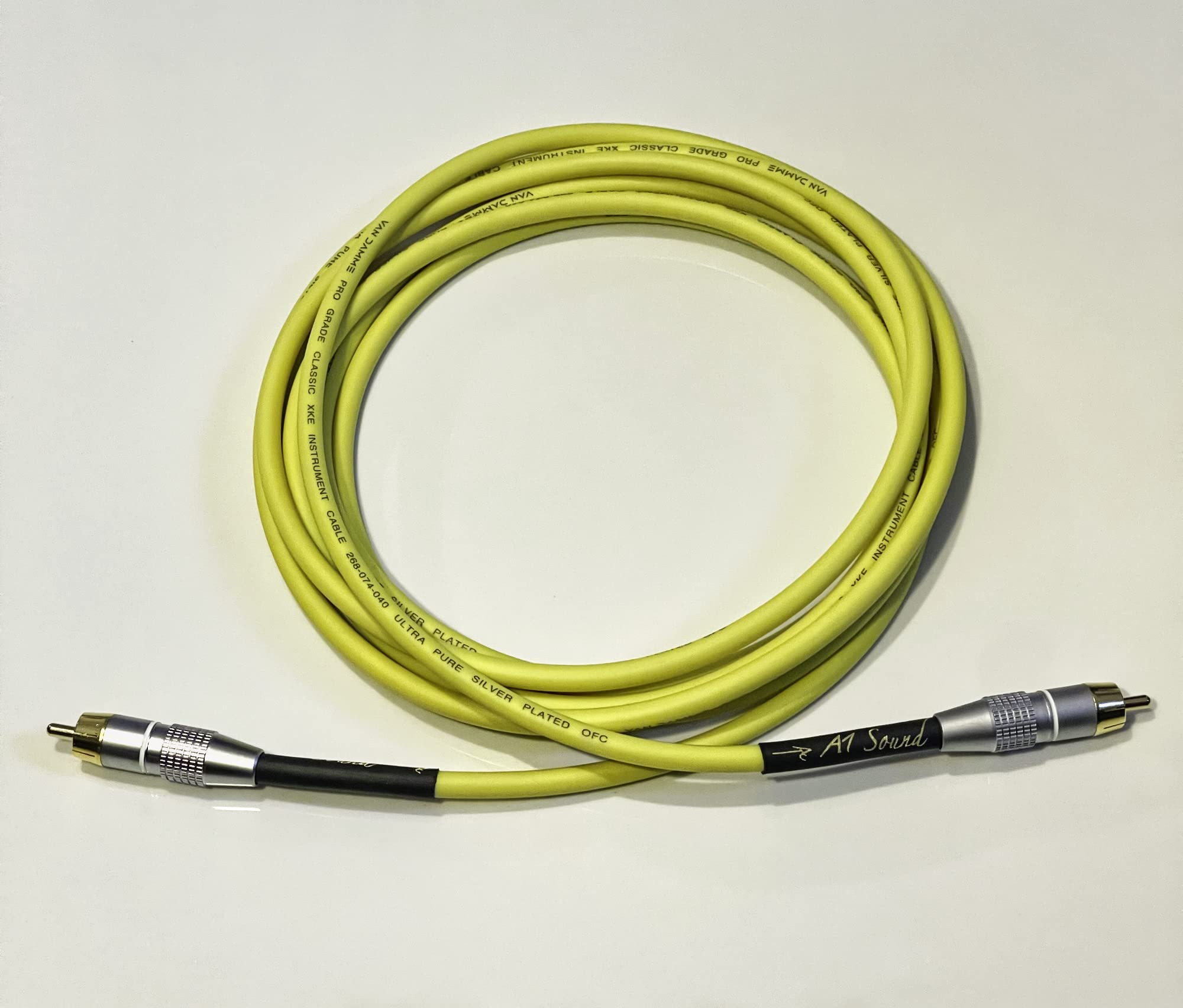 A1 Sound Van Damme Yellow Ultra X Subwoofer Cable 3 Metre Single Length Terminated With Gold Plated RCA Phono Plugs.
