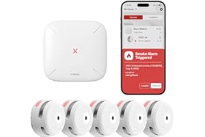 X-Sense Smart Smoke Detectors with SBS50 Base Station, Wi-Fi Smoke Alarm Compatible with X-Sense Home Security App, Wireless Interconnected Mini Fire Alarm, Model FS51