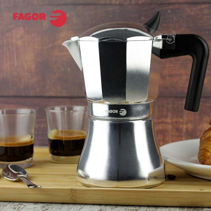 Fagor Cupy Cafetera Italiana, Inducción, Aluminio, Express, 12 Tazas Café, Apta para todas las Cocinas, Vitrocerámica, Gas, Eléctrica, Junta de Silicona Gran Durabilidad — foto 5 de 7