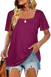 WIHOLL T-Shirts for Women Loose Fit Square Neck